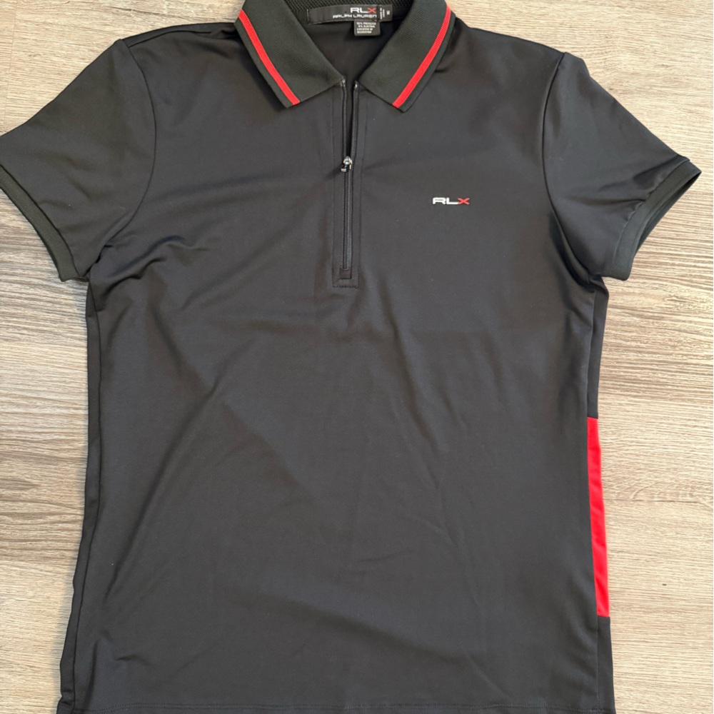 Ralph Lauren Black Polo with Red Stripes